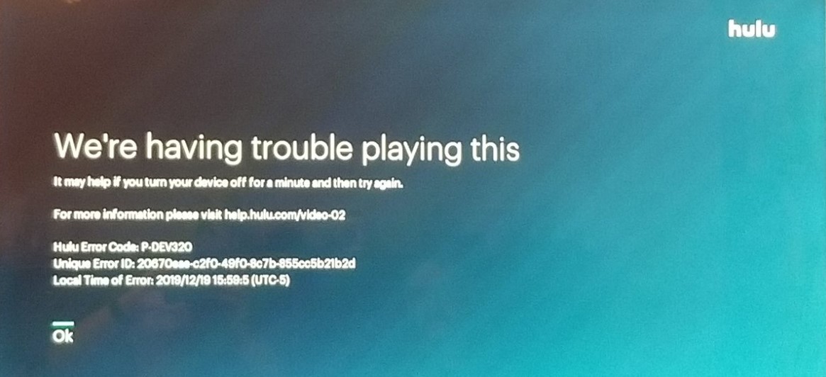 hulu error code p-dev320