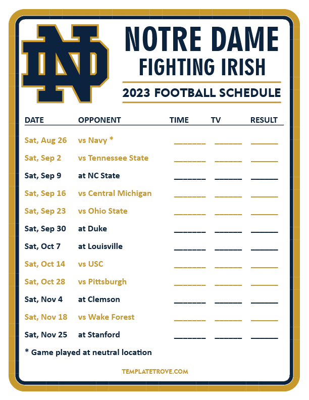 notre dame football schedule 2023